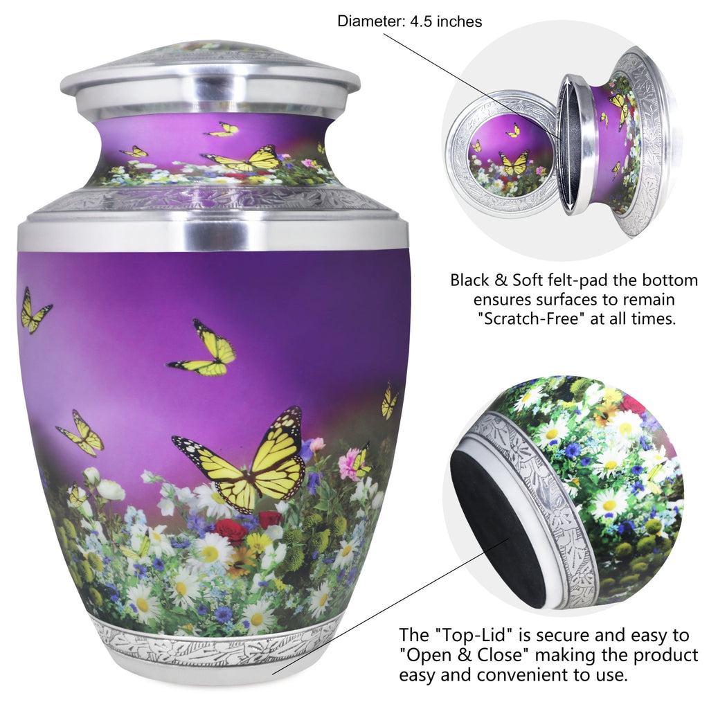 Butterfly Urns for Ashes – Large Butterfly Urn with Floral Engraving for Adults | MEILINXU