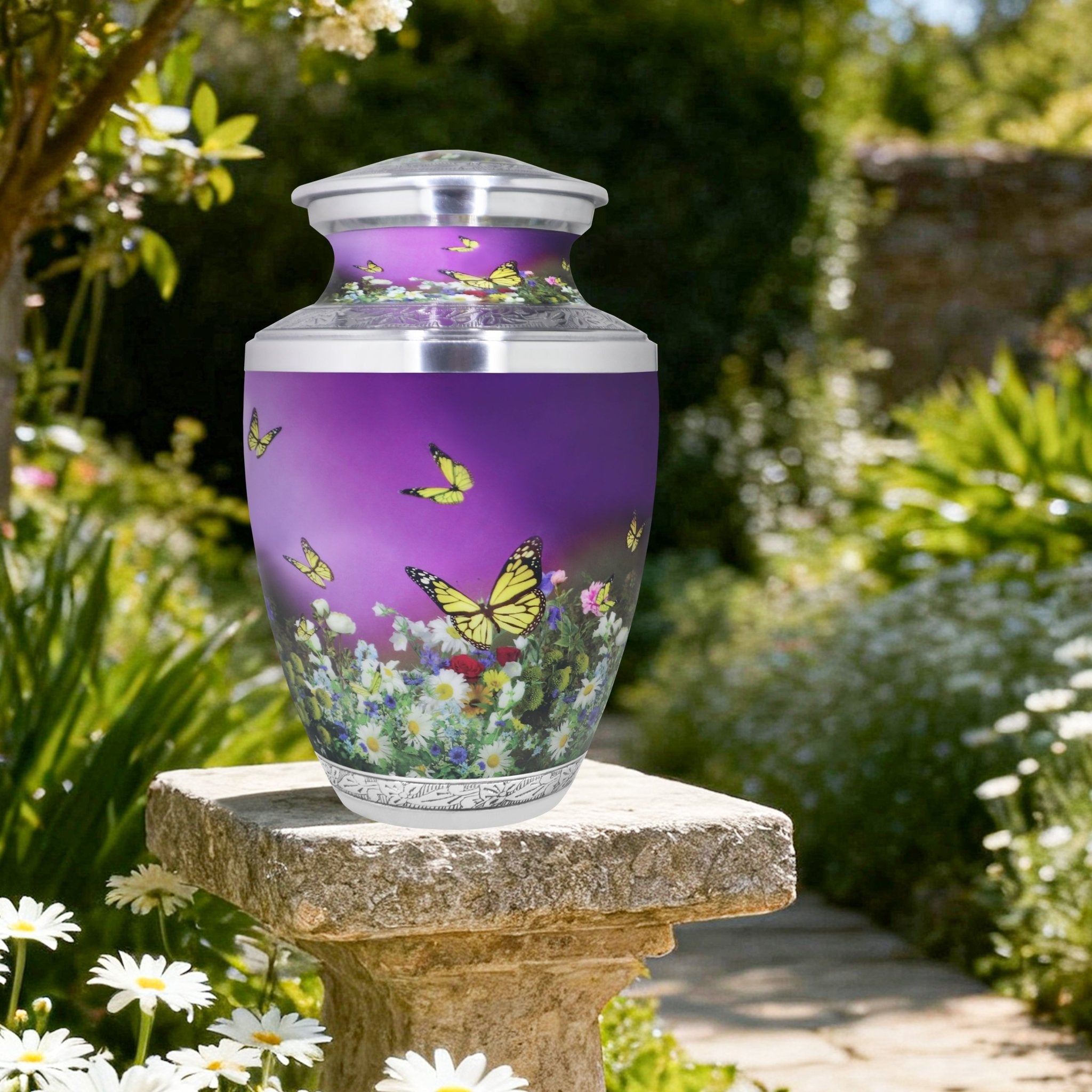 Butterfly Urns for Ashes – Large Butterfly Urn with Floral Engraving for Adults | MEILINXU