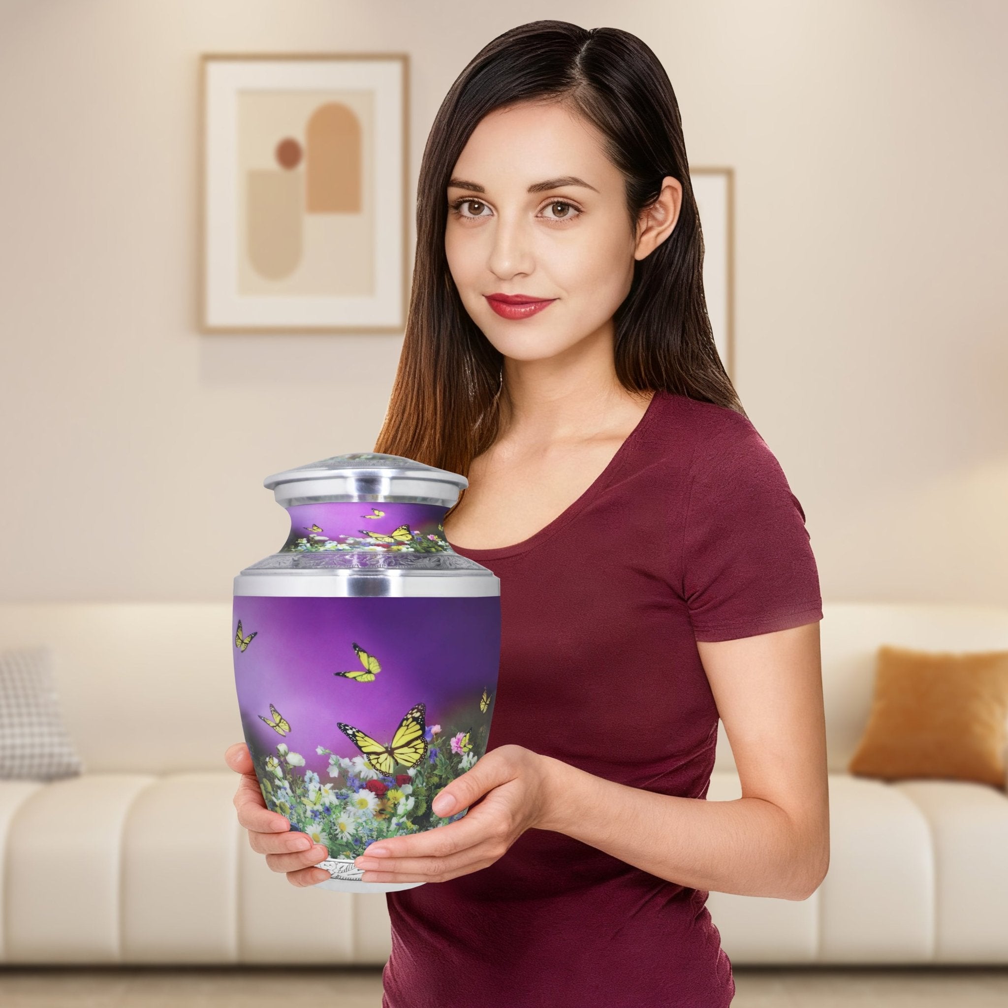 Butterfly Urns for Ashes – Large Butterfly Urn with Floral Engraving for Adults | MEILINXU