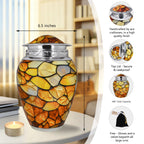 Cremation urns for human ashes inspired by agate mosaic patterns, finished with a secure threaded lid