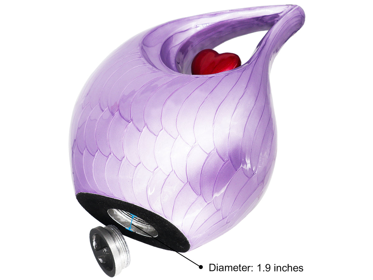 Heart Urn – Unique Tear Drop Urns for Human Ashes, Full Size Adult in Turquoise or Purple | MEILINXU — Made with Care