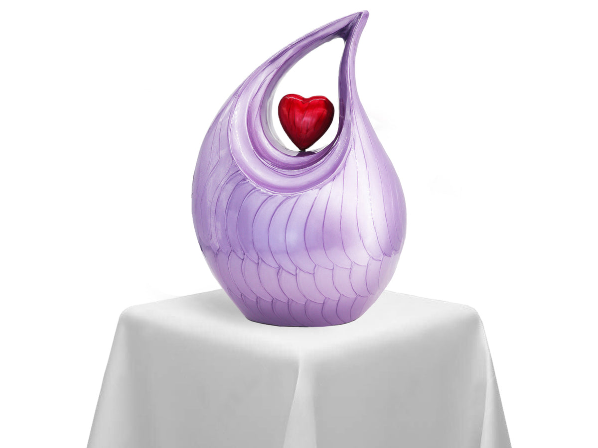 Heart Urn – Unique Tear Drop Urns for Human Ashes, Full Size Adult in Turquoise or Purple | MEILINXU — Secure and Considered Design