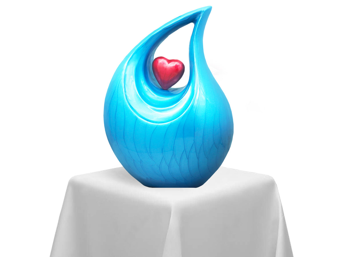 Heart Urn – Unique Tear Drop Urns for Human Ashes, Full Size Adult in Turquoise or Purple | MEILINXU — Secure and Considered Design