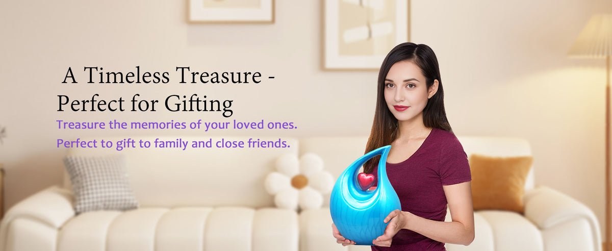 Heart Urn – Unique Tear Drop Urns for Human Ashes, Full Size Adult in Turquoise or Purple | MEILINXU — A Personal Memorial
