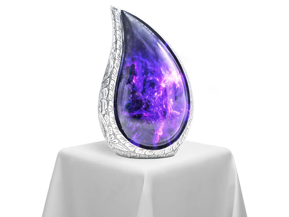 Amethyst Urn for Ashes – Cosmic Galaxy Full Size Urn, Brass Keepsake & 3 Mini Urns | MEILINXU — Secure and Considered Design