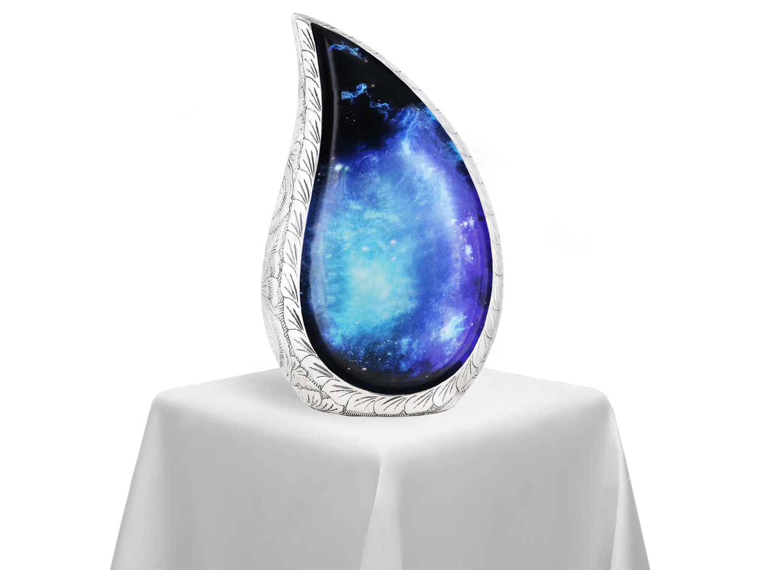 Black and Blue Galaxy Urn – Cosmic Tear Drop Adult Urn, Brass Keepsake & Set of 3 | MEILINXU — Secure and Considered Design