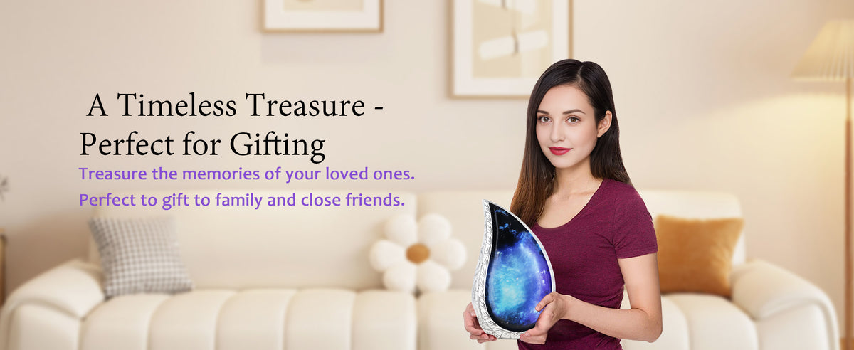 Black and Blue Galaxy Urn – Cosmic Tear Drop Adult Urn, Brass Keepsake & Set of 3 | MEILINXU — A Personal Memorial
