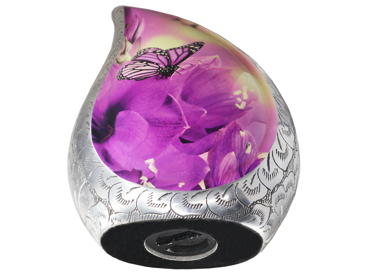 Purple Cremation Urns – Butterfly Tear Drop Adult Urn, Mini Keepsake Urn & Set of 3 | MEILINXU — Distinctive Memorial Artwork