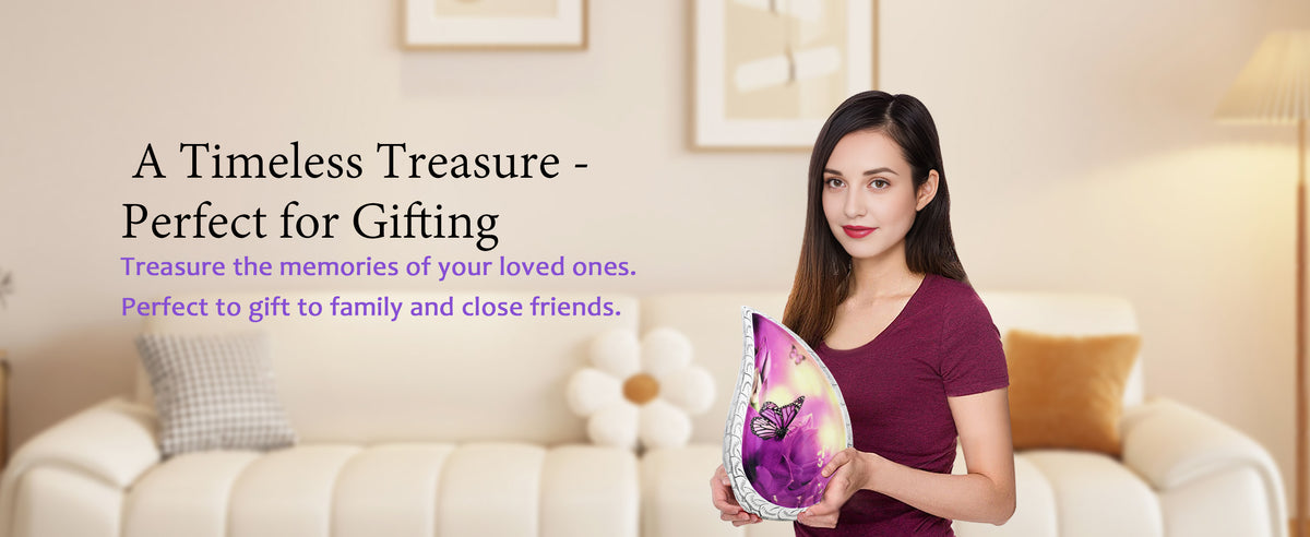 Purple Cremation Urns – Butterfly Tear Drop Adult Urn, Mini Keepsake Urn & Set of 3 | MEILINXU — A Personal Memorial