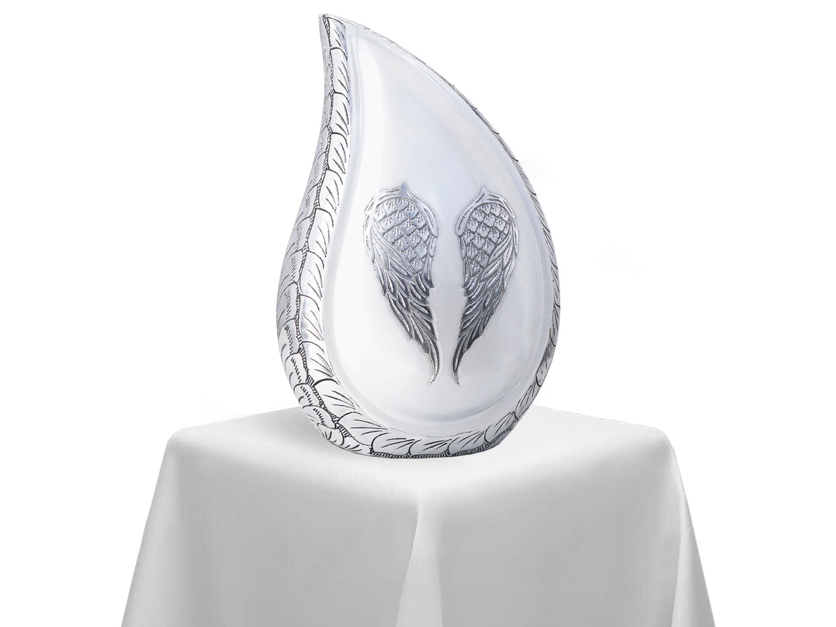 Angel Wing Urn for Ashes – Unique Tear Drop Adult Urns for Human Ashes, White or Purple | MEILINXU — Secure and Considered Design