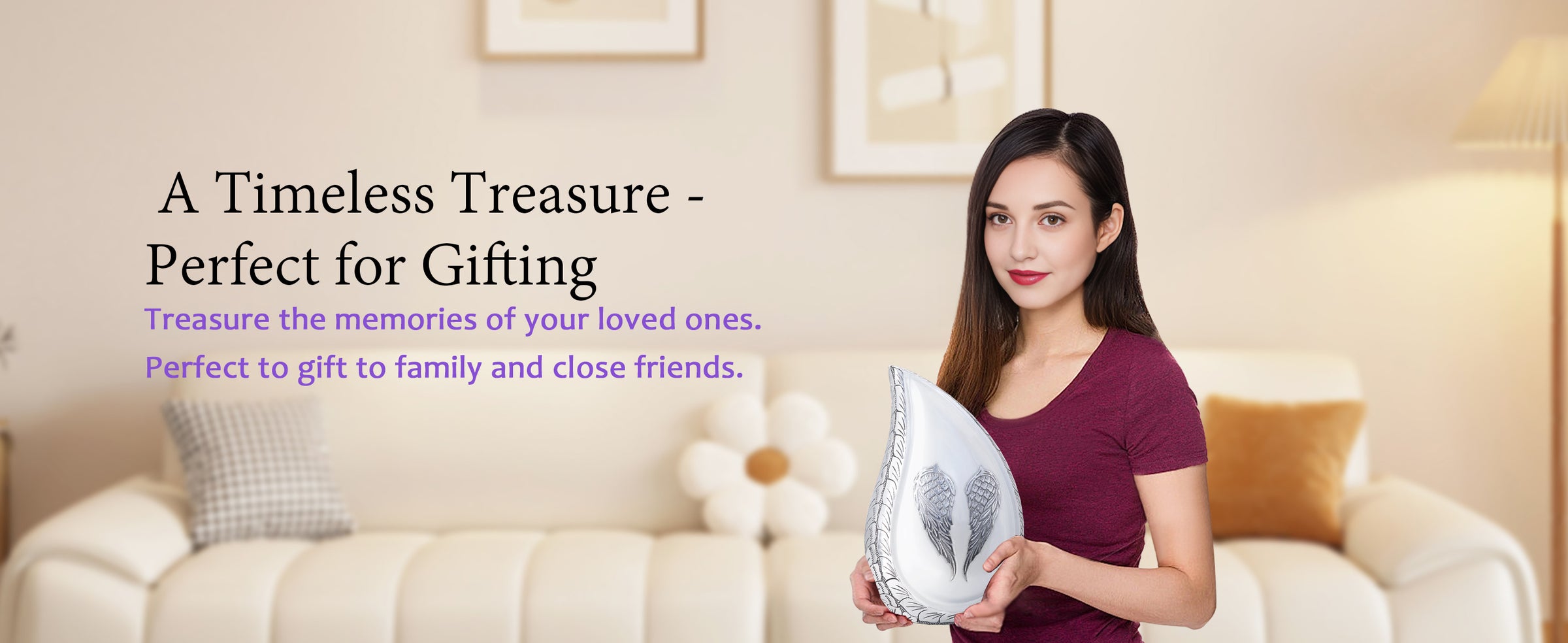 Angel Wing Urn for Ashes – Unique Tear Drop Adult Urns for Human Ashes, White or Purple | MEILINXU — A Personal Memorial