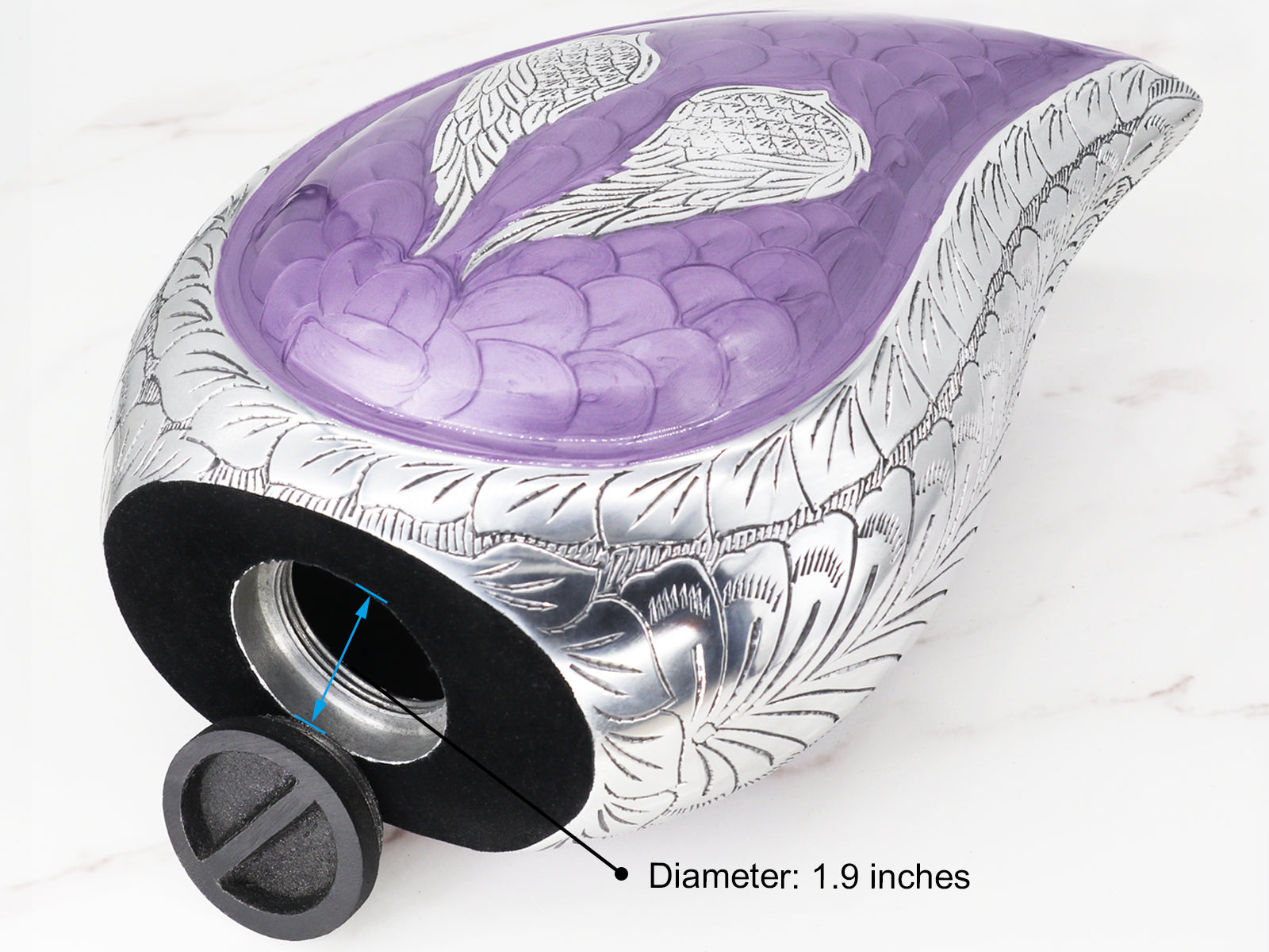 Angel Wing Urn for Ashes – Unique Tear Drop Adult Urns for Human Ashes, White or Purple | MEILINXU — Made with Care