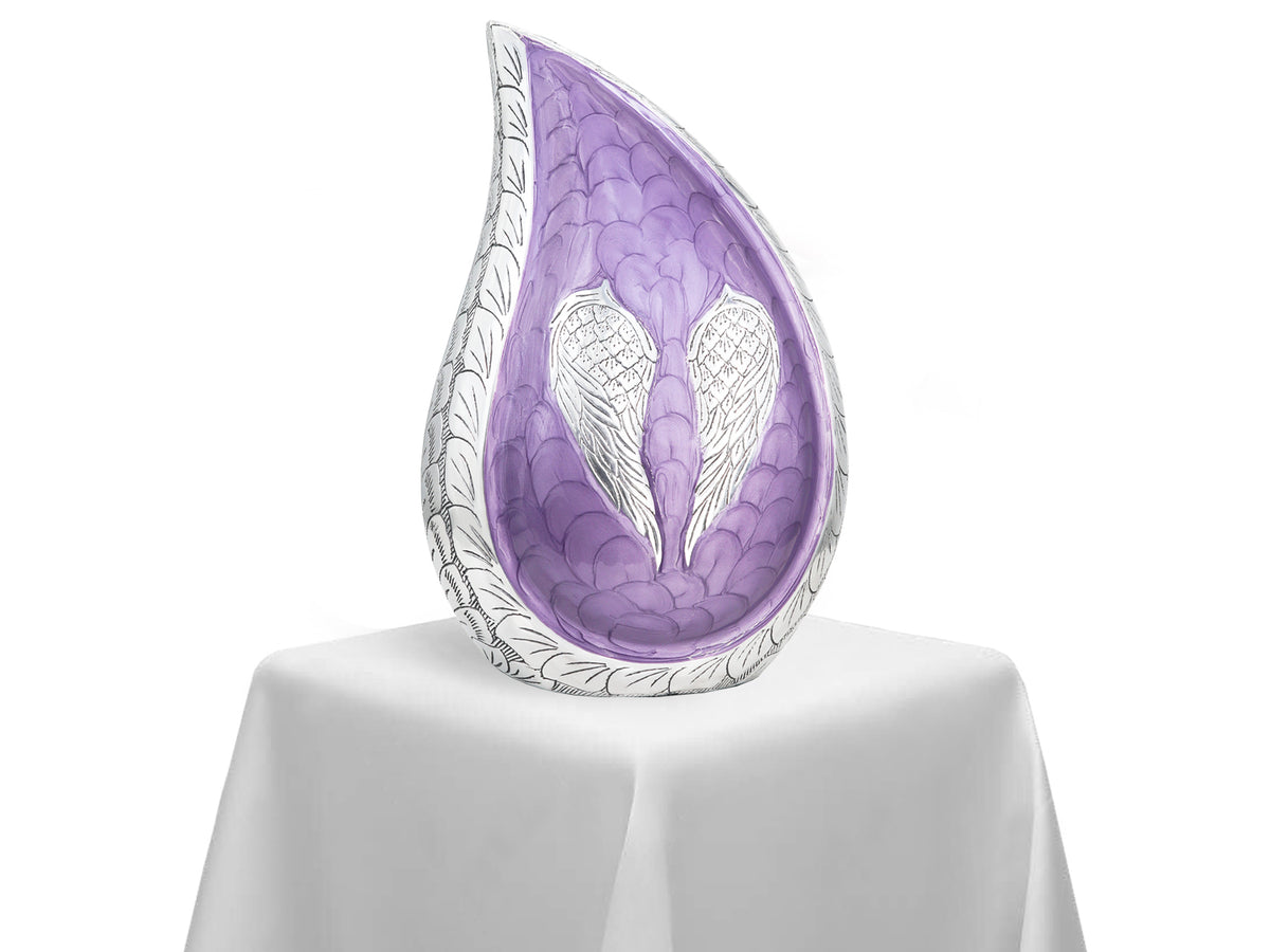 Angel Wing Urn for Ashes – Unique Tear Drop Adult Urns for Human Ashes, White or Purple | MEILINXU — Secure and Considered Design