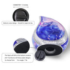 Aluminum teardrop memorial urn diagram revealing secure twist-on bottom screw lid for safe ash storage