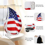 Dimension chart of US flag decorative urns for ashes for adults aluminum teardrop with engraved trim