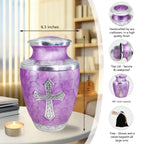 Funeral urn displayed in a peaceful home, engraved aluminum keepsake honoring a beloved husband with secure screw top