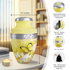 Cremation urns for human ashes adult with floral butterflies, secure closure and elegant handcrafted finish