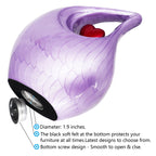 Bottom view of purple metal urn with secure screw lid, threaded closure ensures ashes stay safely sealed inside