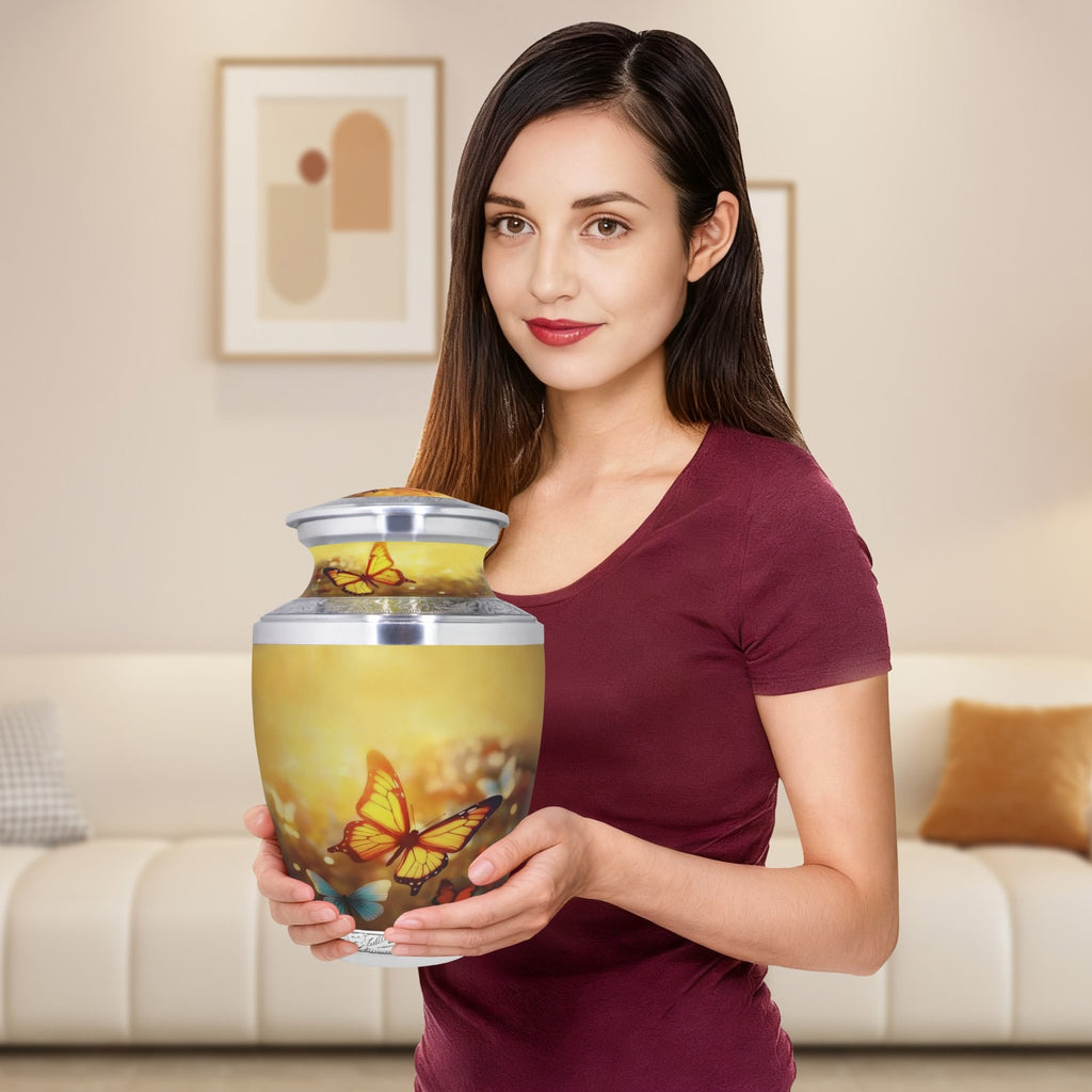 Butterfly Urns for Ashes – Large Butterfly Urn with Floral Engraving for Adults | MEILINXU