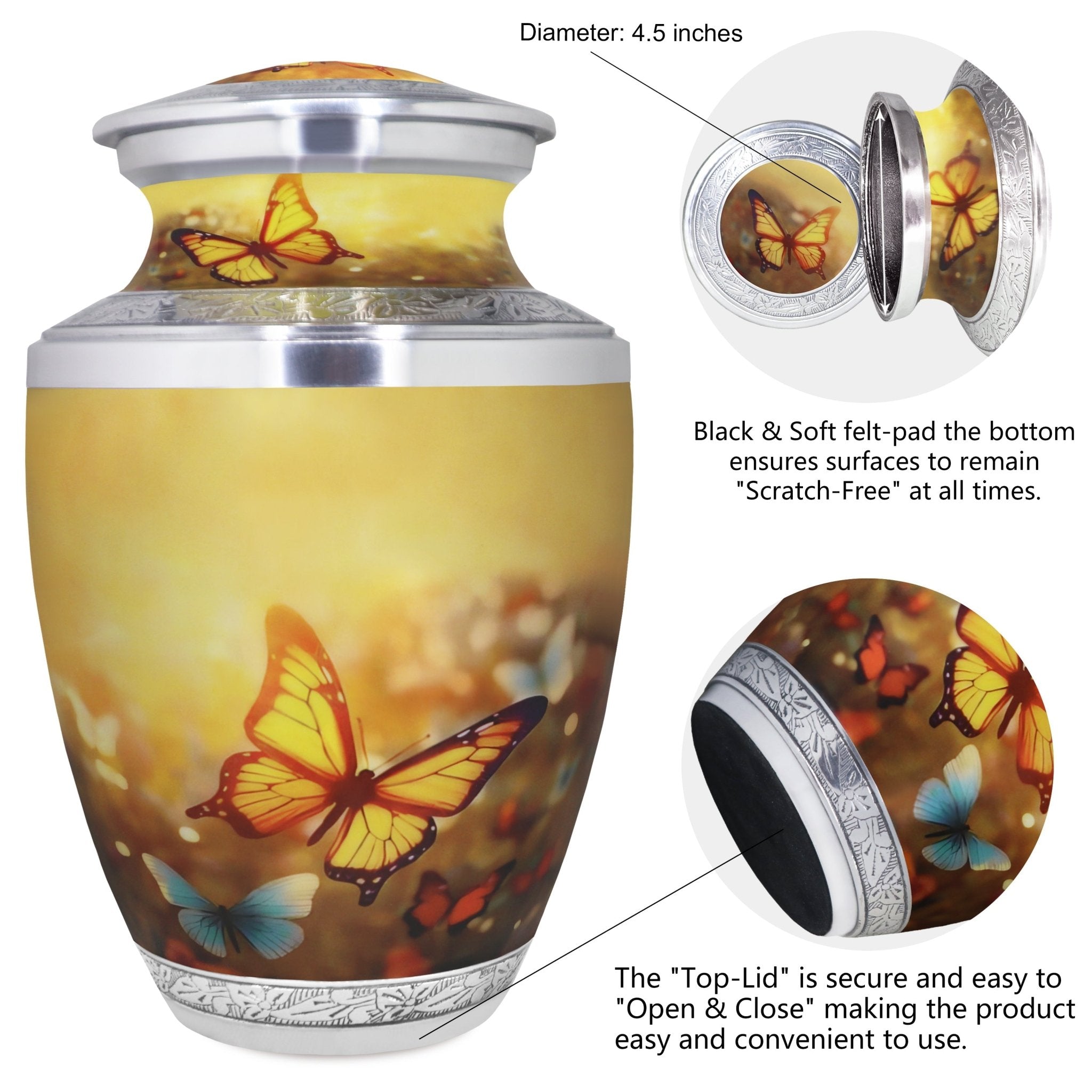 Butterfly Urns for Ashes – Large Butterfly Urn with Floral Engraving for Adults | MEILINXU