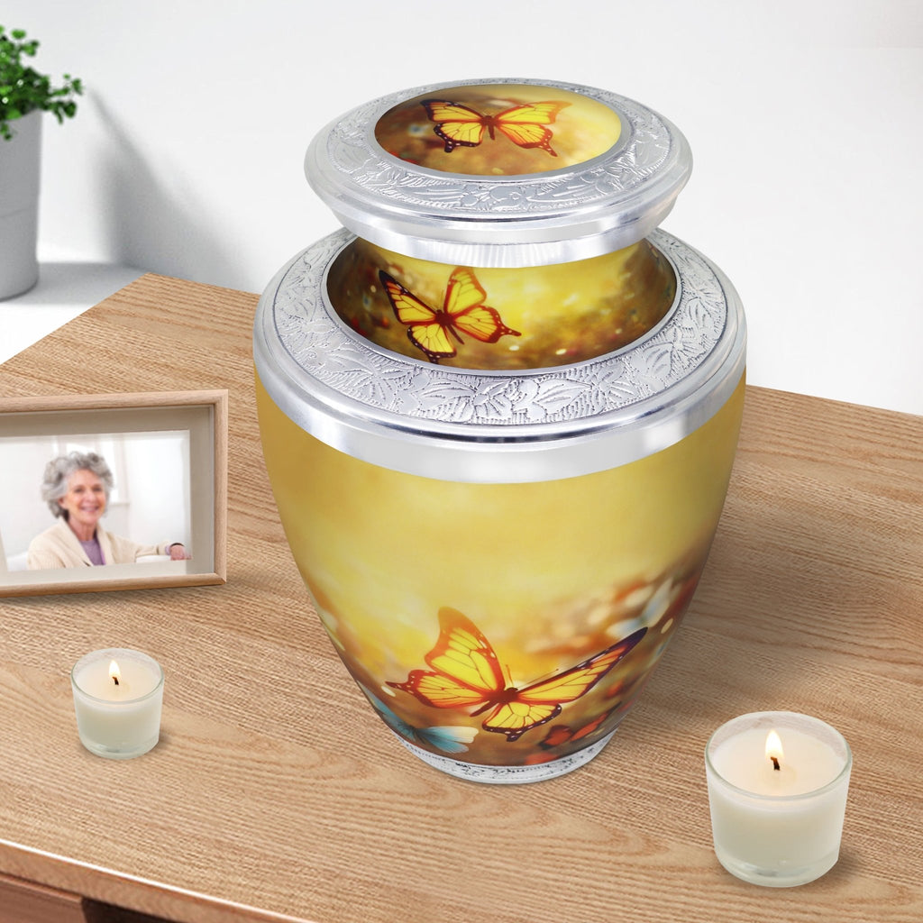 Butterfly Urns for Ashes – Large Butterfly Urn with Floral Engraving for Adults | MEILINXU