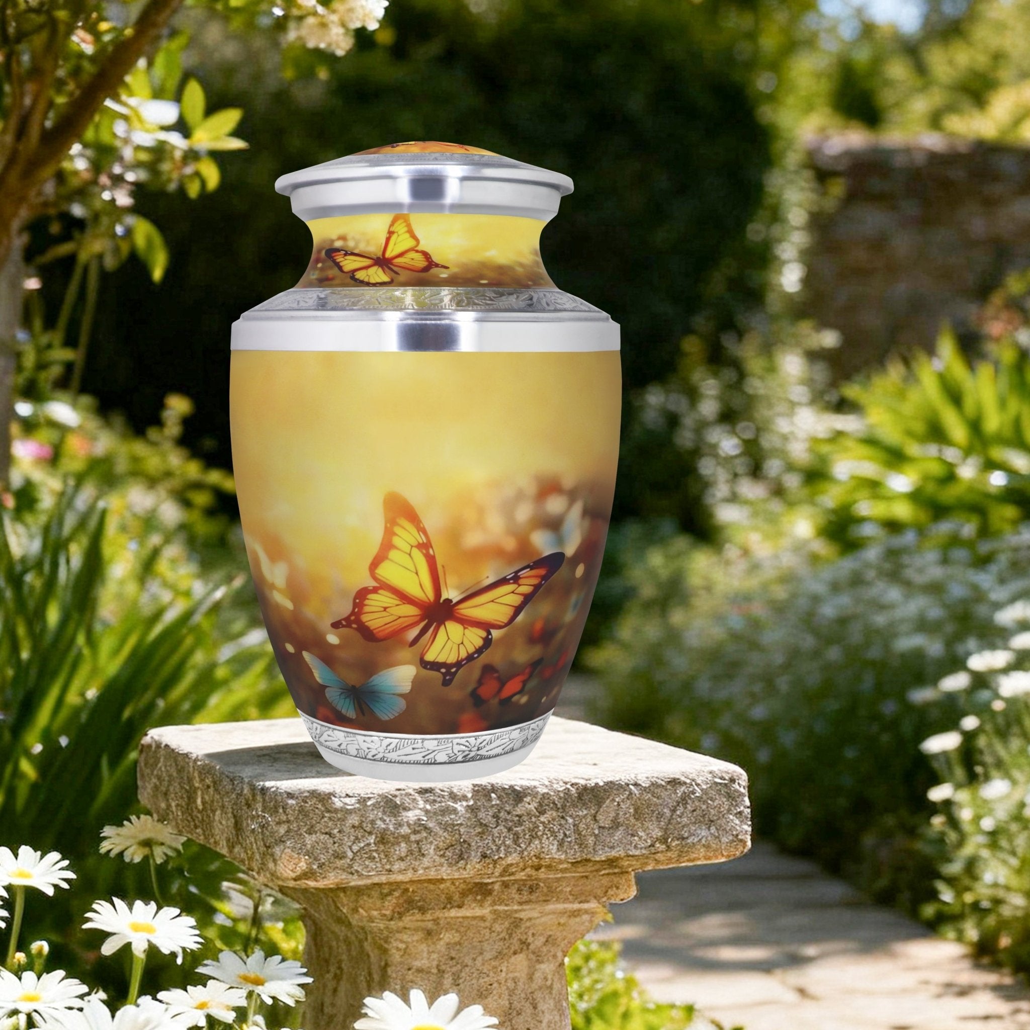 Butterfly Urns for Ashes – Large Butterfly Urn with Floral Engraving for Adults | MEILINXU