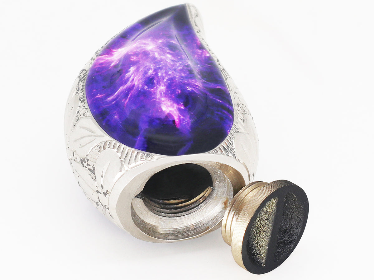 Amethyst Urn for Ashes – Cosmic Galaxy Full Size Urn, Brass Keepsake & 3 Mini Urns | MEILINXU — Made with Care