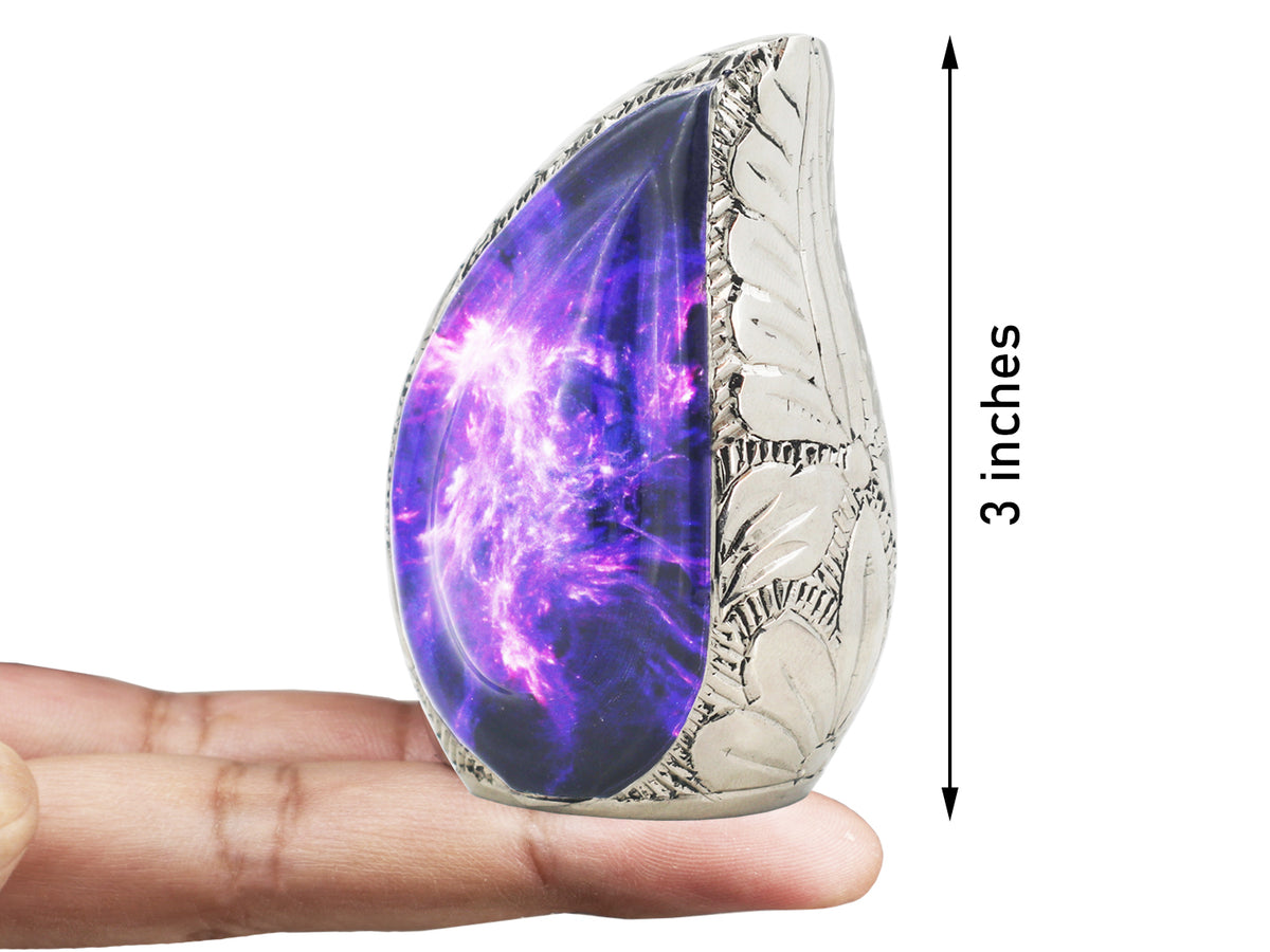 Amethyst Urn for Ashes – Cosmic Galaxy Full Size Urn, Brass Keepsake & 3 Mini Urns | MEILINXU — Secure and Considered Design