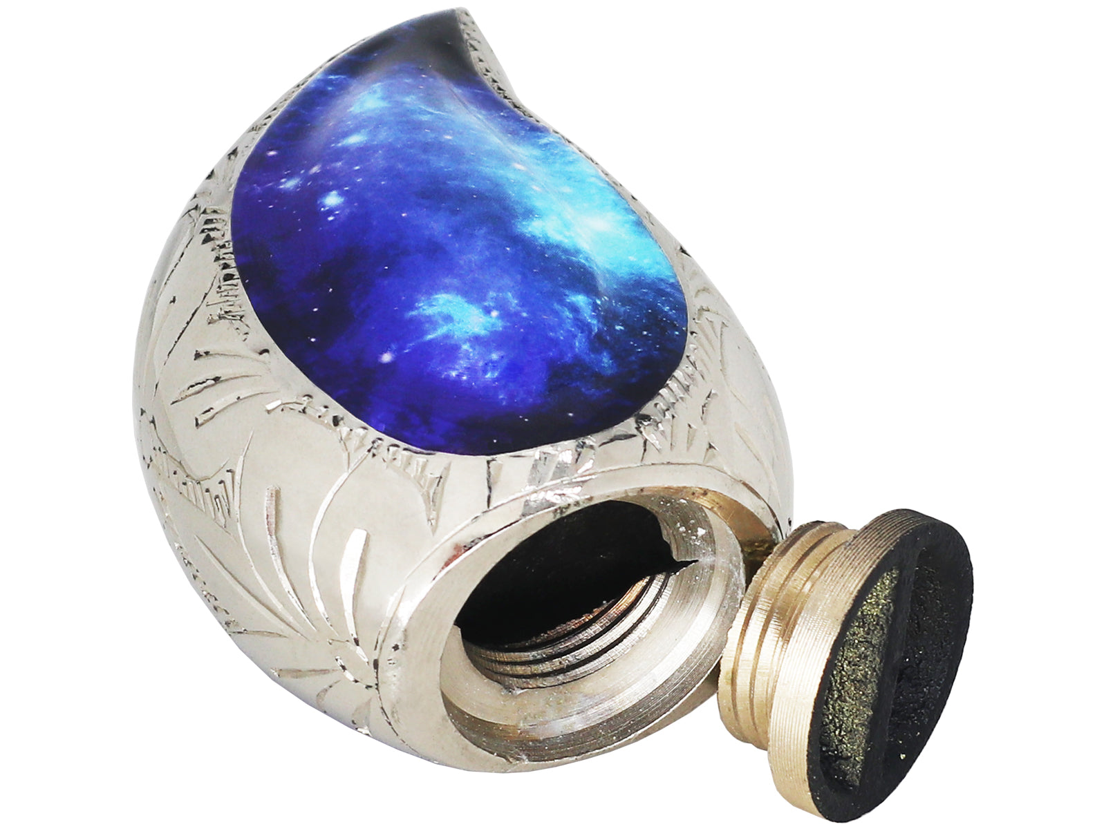 Black and Blue Galaxy Urn – Cosmic Tear Drop Adult Urn, Brass Keepsake & Set of 3 | MEILINXU — Made with Care