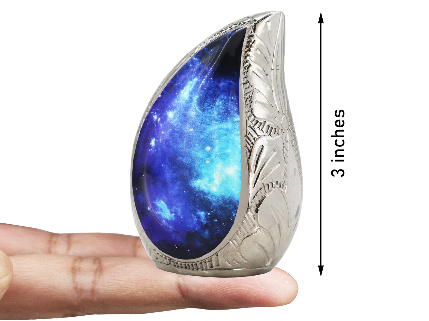 Black and Blue Galaxy Urn – Cosmic Tear Drop Adult Urn, Brass Keepsake & Set of 3 | MEILINXU — Secure and Considered Design