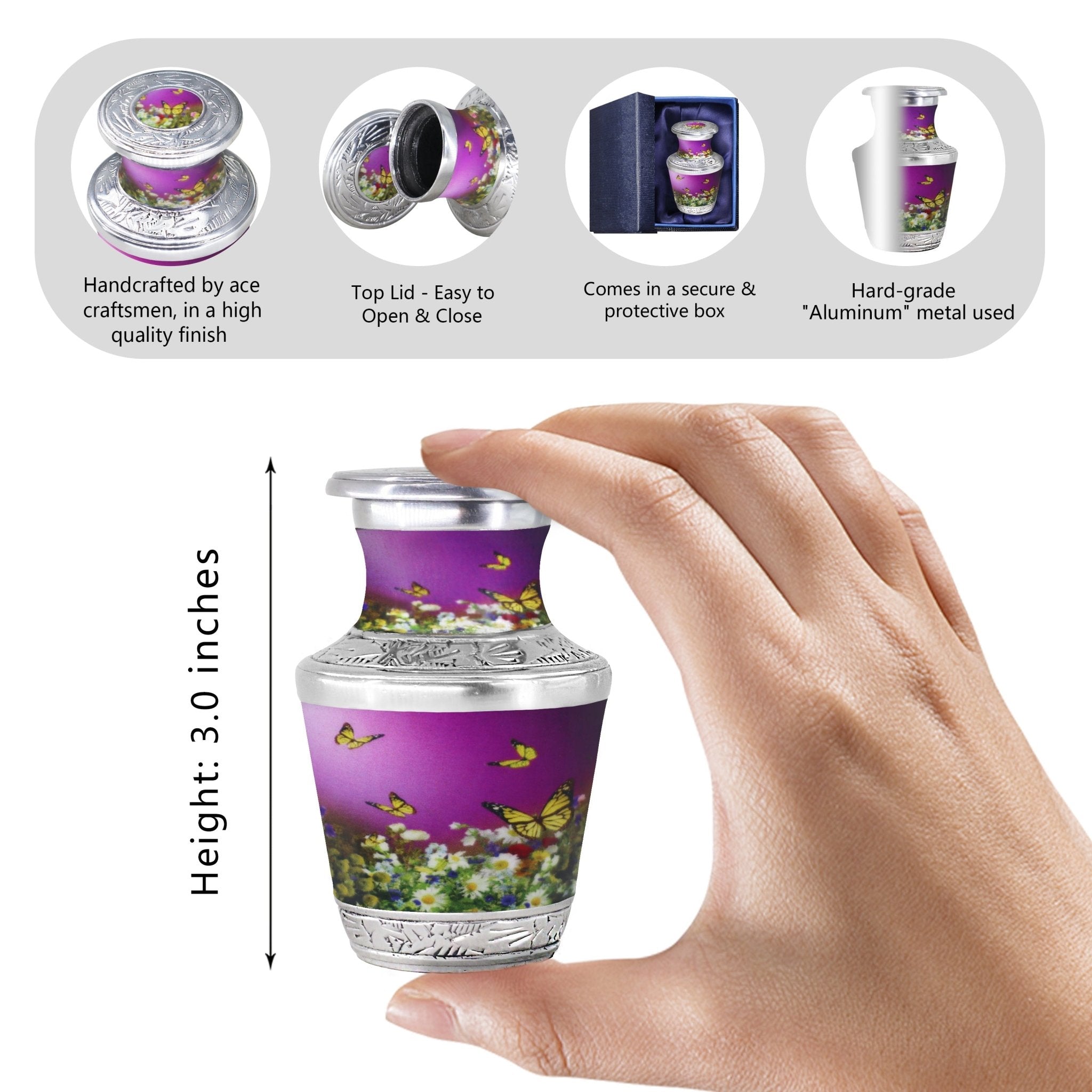 Butterfly Urns for Ashes – Large Butterfly Urn with Floral Engraving for Adults | MEILINXU