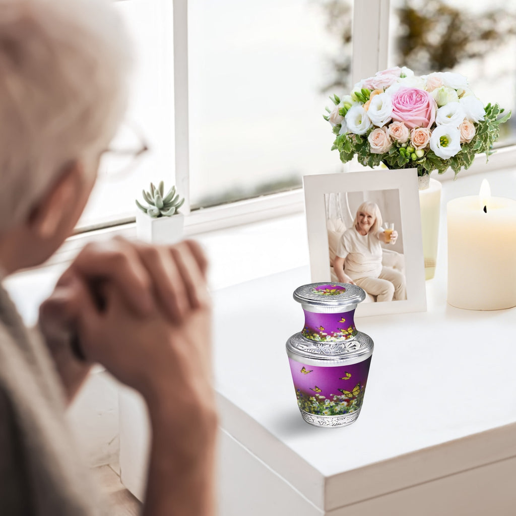 Butterfly Urns for Ashes – Large Butterfly Urn with Floral Engraving for Adults | MEILINXU