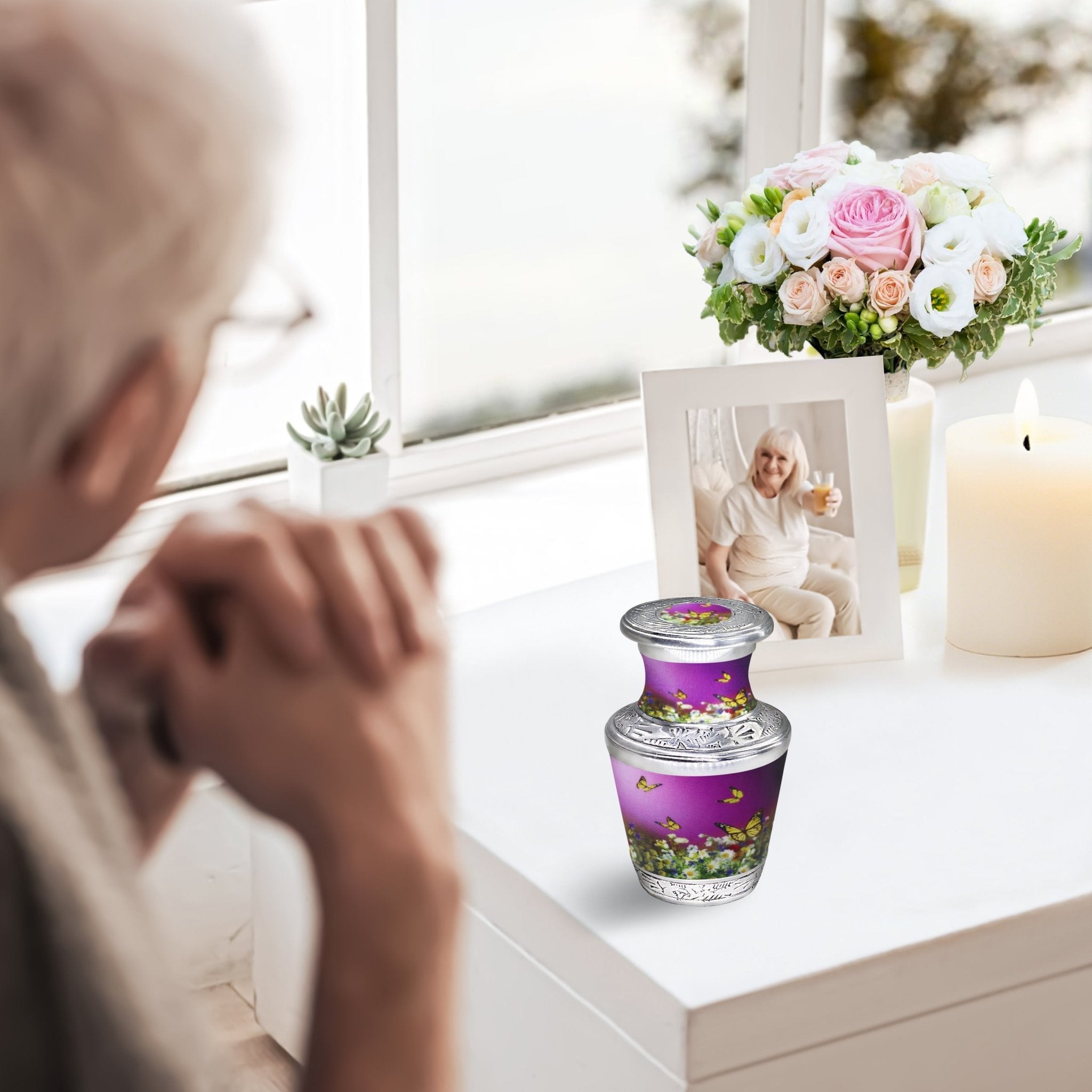 Butterfly Urns for Ashes – Large Butterfly Urn with Floral Engraving for Adults | MEILINXU