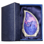 M MEILINXU Butterfly & Flower Urn, Cremation Urns for Human Ashes - Display at Home or Niche, Engraved Aluminum Tear Drop Urn for Ashes Adult Female & Male
