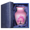Pink Tree of Life keepsake urn in a gift box, small urn for human ashes and ashes keepsake for family remembrance