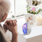 M MEILINXU Butterfly & Flower Urn, Cremation Urns for Human Ashes - Display at Home or Niche, Engraved Aluminum Tear Drop Urn for Ashes Adult Female & Male