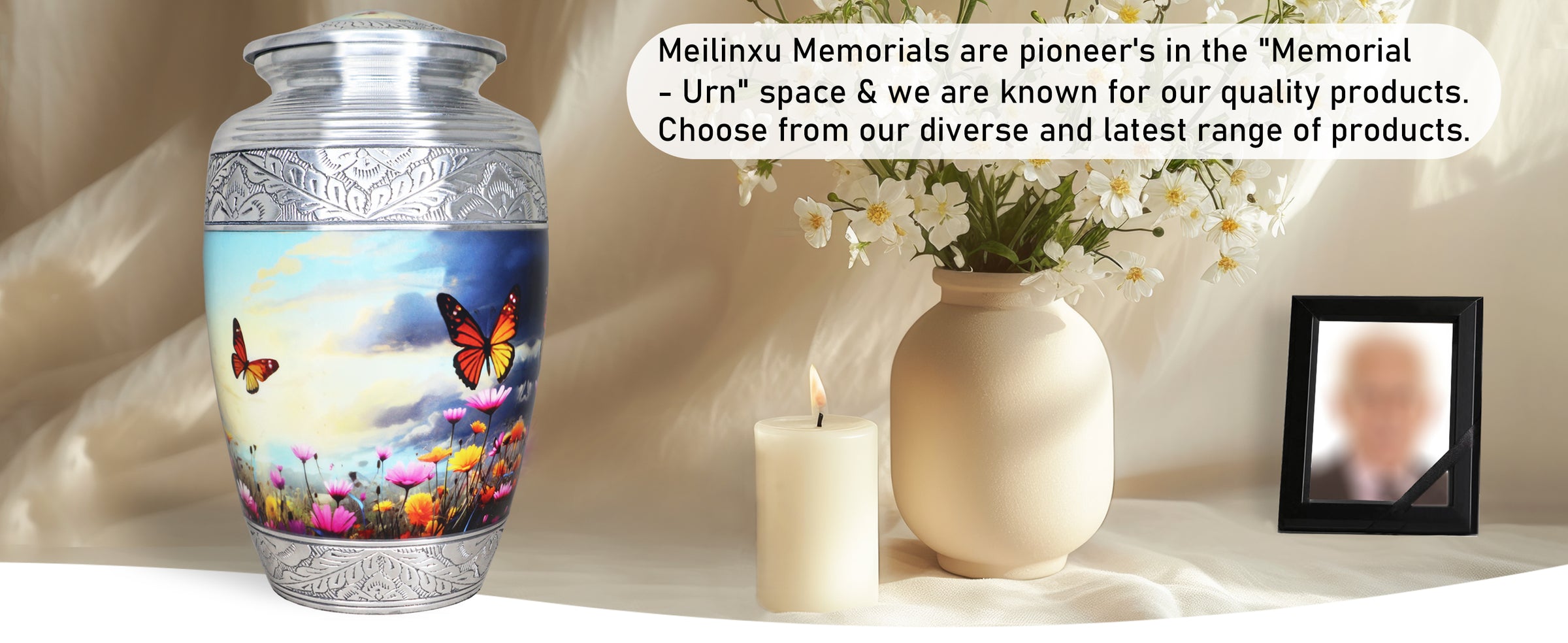 Colorful Butterfly Urns for Ashes – Floral Large or Small Cremation Urn for Human Ashes | MEILINXU — A Meaningful Memorial for Home or Niche