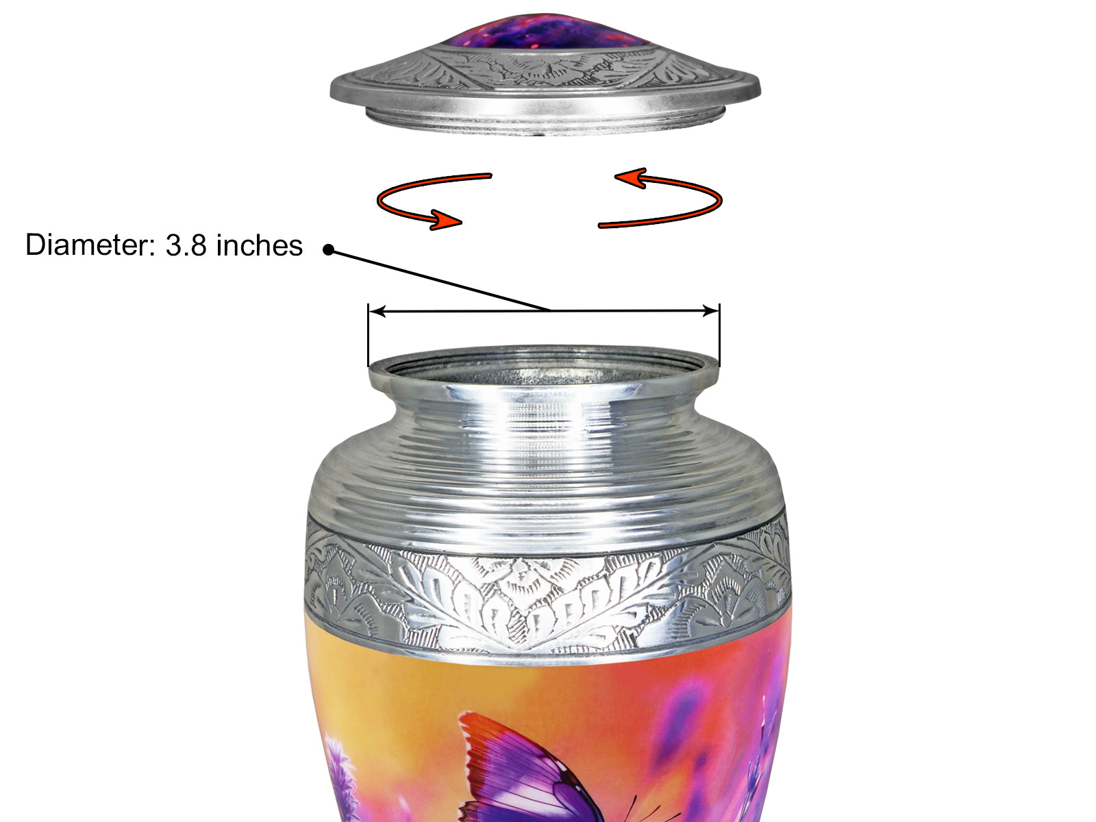 Purple Urn with Butterflies & Lavender – Full Size Urn for Cremated Remains & Mini Urn | MEILINXU — Made with Care