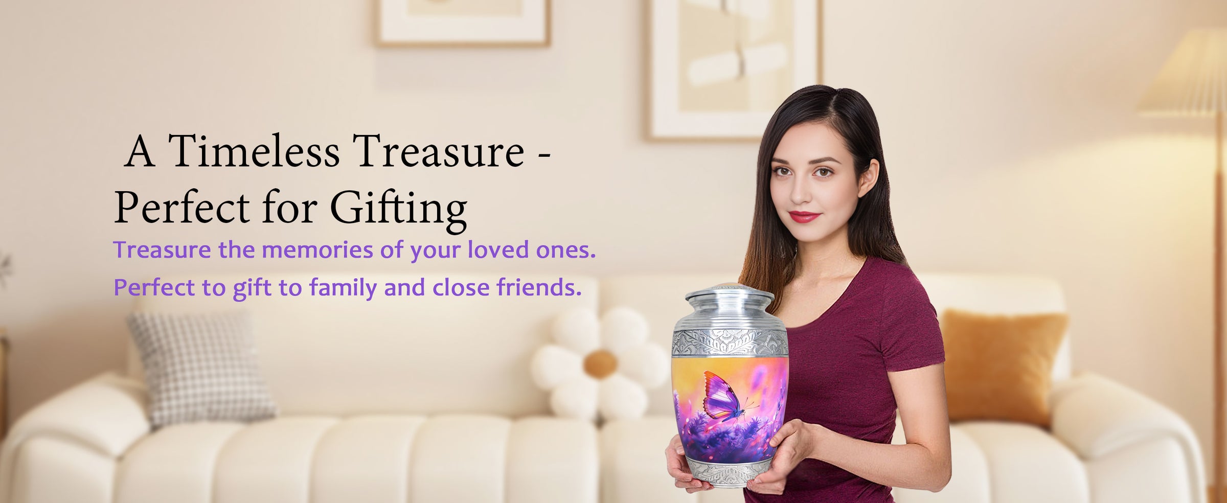 Purple Urn with Butterflies & Lavender – Full Size Urn for Cremated Remains & Mini Urn | MEILINXU — A Personal Memorial