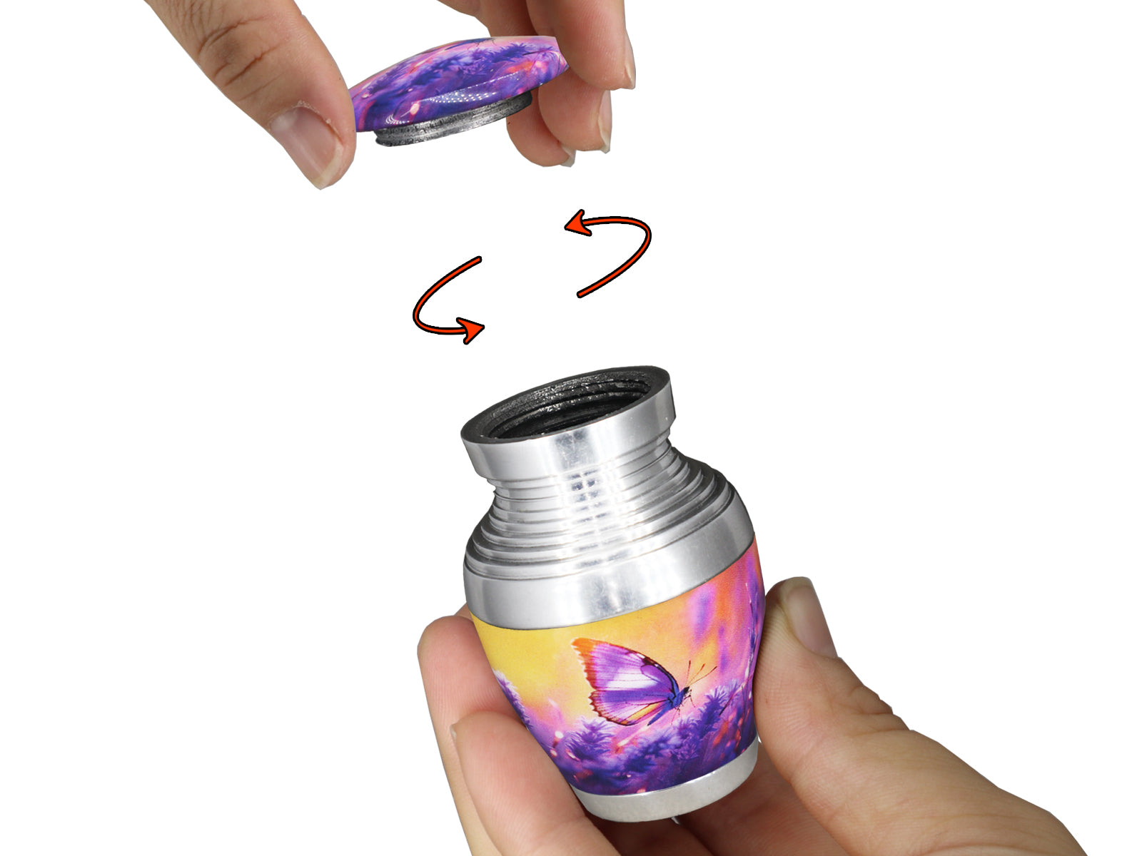 Purple Urn with Butterflies & Lavender – Full Size Urn for Cremated Remains & Mini Urn | MEILINXU — Made with Care