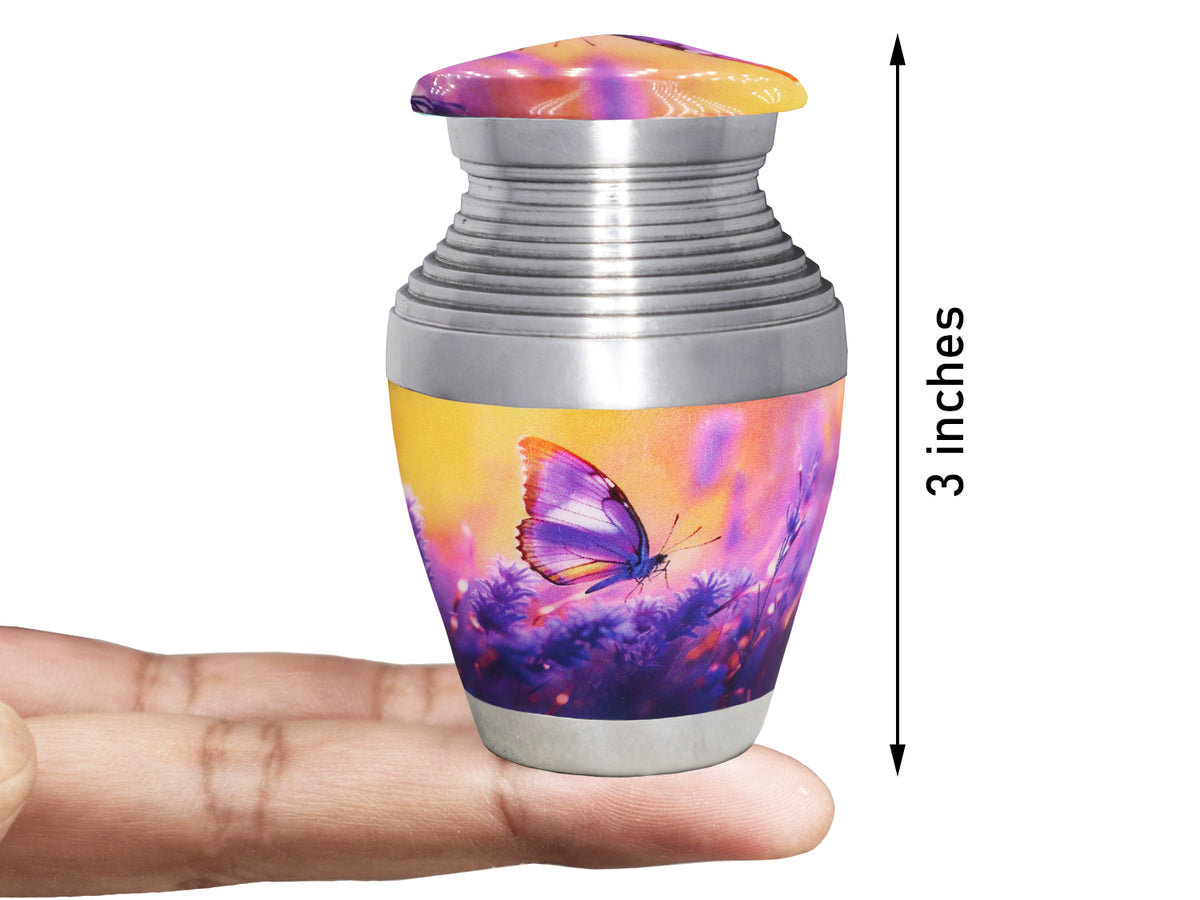 Purple Urn with Butterflies & Lavender – Full Size Urn for Cremated Remains & Mini Urn | MEILINXU — Secure and Considered Design