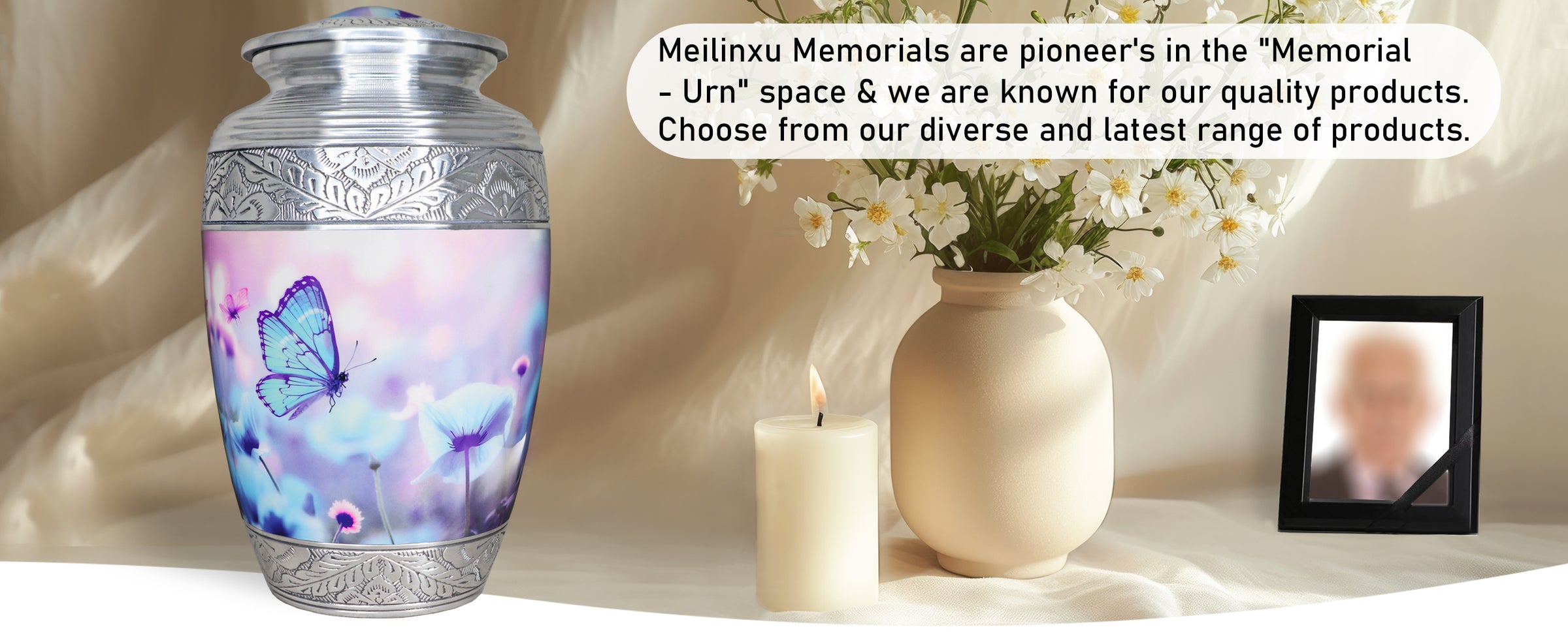 Blue Butterfly Urns for Ashes – Large Adult Urn and Mini Keepsake Urn for Human Ashes | MEILINXU — A Meaningful Memorial for Home or Niche