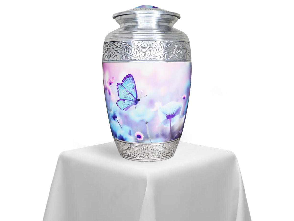 Blue Butterfly Urns for Ashes – Large Adult Urn and Mini Keepsake Urn for Human Ashes | MEILINXU — Secure and Considered Design