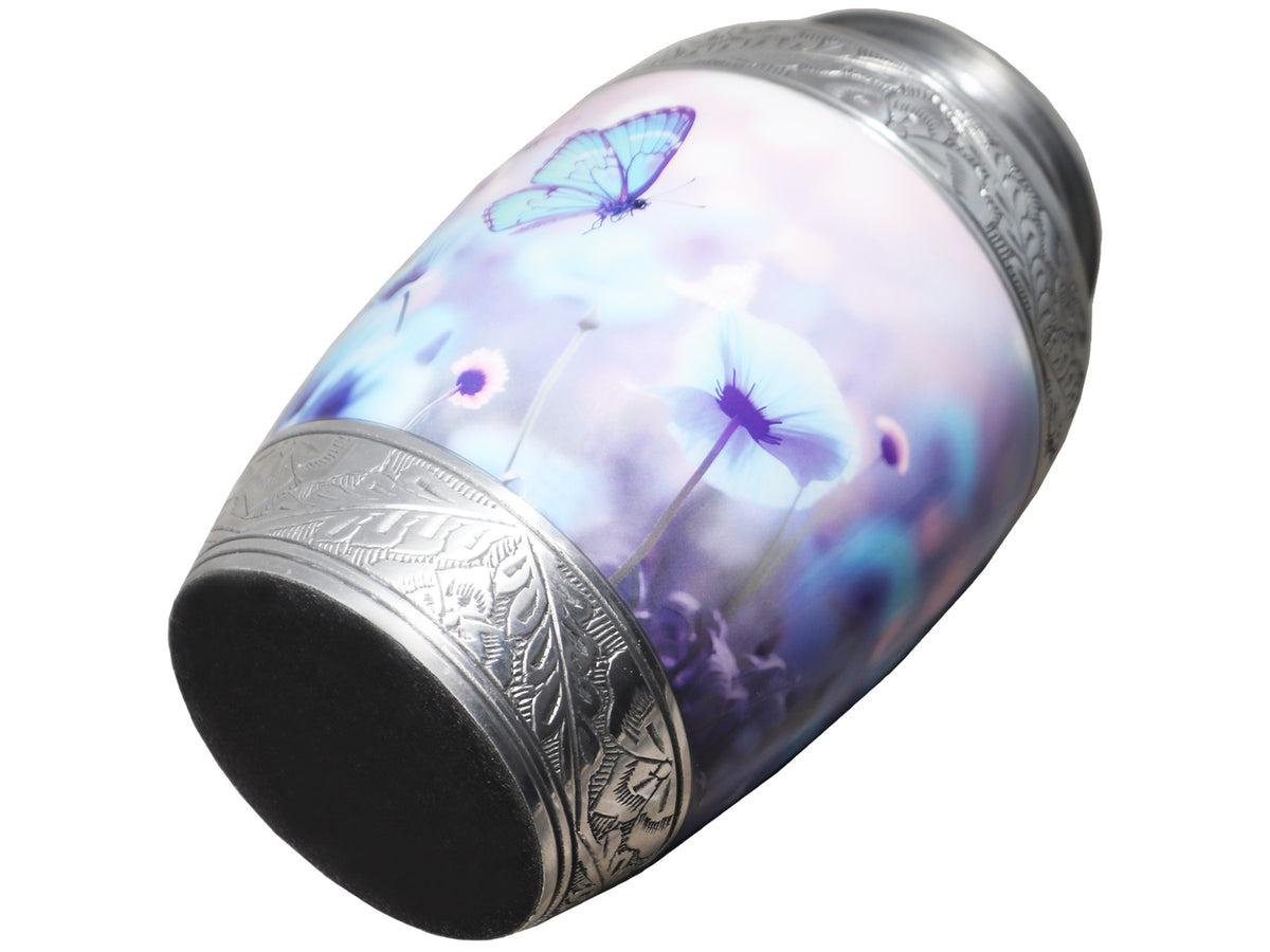 Blue Butterfly Urns for Ashes – Large Adult Urn and Mini Keepsake Urn for Human Ashes | MEILINXU — Distinctive Memorial Artwork