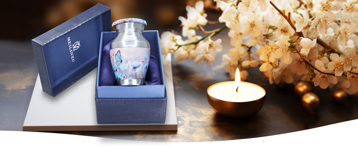 Blue Butterfly Urns for Ashes – Large Adult Urn and Mini Keepsake Urn for Human Ashes | MEILINXU — A Meaningful Memorial for Home or Niche