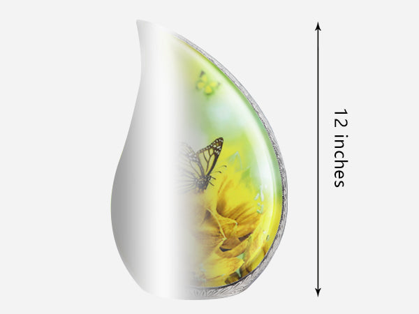 Yellow Butterfly Urn for Ashes – Teardrop Big Memorial Urn & Tiny Brass Keepsake | MEILINXU — Made with Care