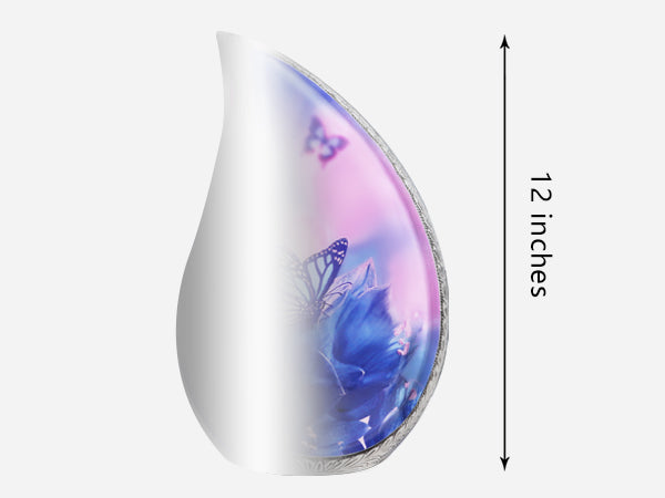 Blue Urns for Human Ashes – Butterfly Teardrop Full Size Urn and Small Brass Keepsake Urn | MEILINXU — Made with Care