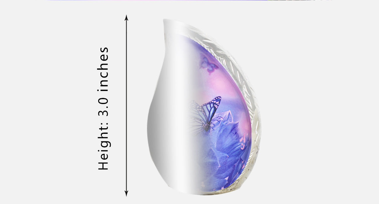 Blue Urns for Human Ashes – Butterfly Teardrop Full Size Urn and Small Brass Keepsake Urn | MEILINXU — Secure and Considered Design