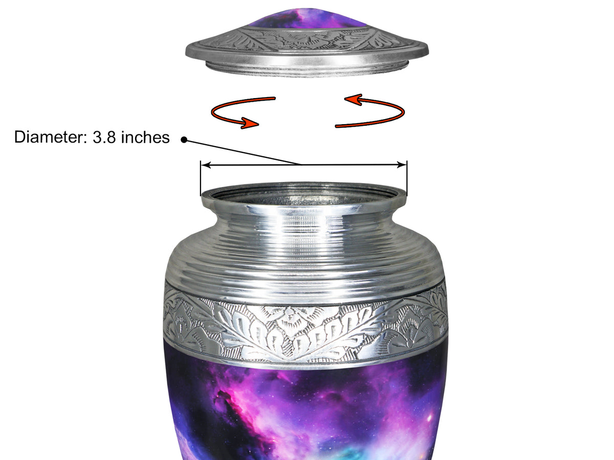 Purple Urns for Human Ashes – Cosmic Galaxy Full Size Adult Urn and Mini Keepsake Urn | MEILINXU — Made with Care