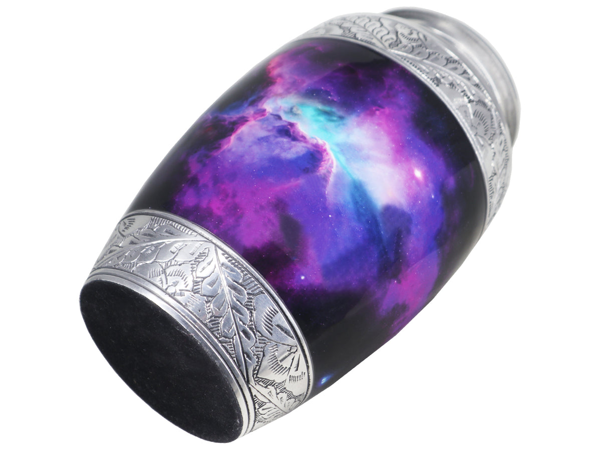 Purple Urns for Human Ashes – Cosmic Galaxy Full Size Adult Urn and Mini Keepsake Urn | MEILINXU — Distinctive Memorial Artwork